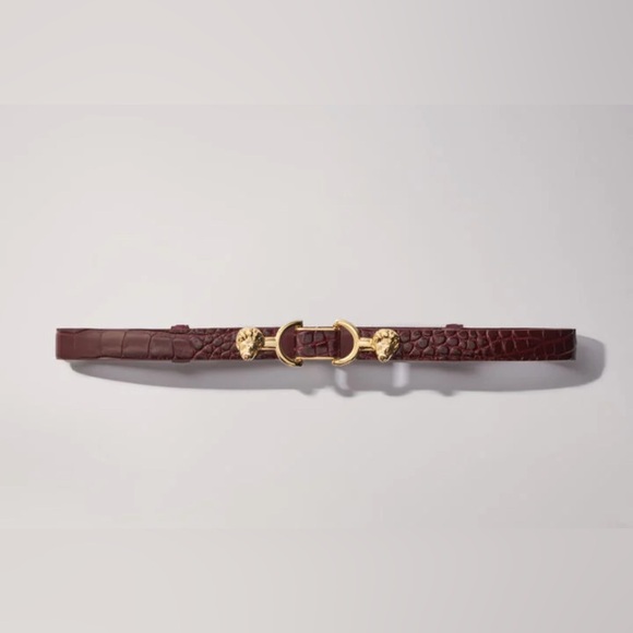 Maje Accessories - NWOT. Maje 3 Elegant Burgundy Leather Belt with Gold Accents. 35” long.